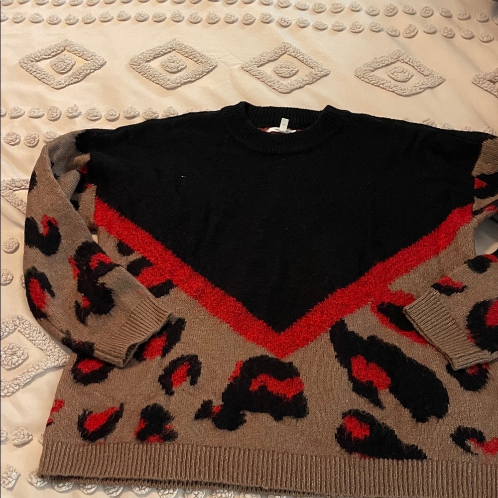 Maurices  Crewneck Sweater - Black, Red, and Tan